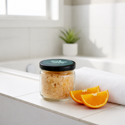 Sales de baño exfoliantes energizantes usadas en baño relajante y revitalizante