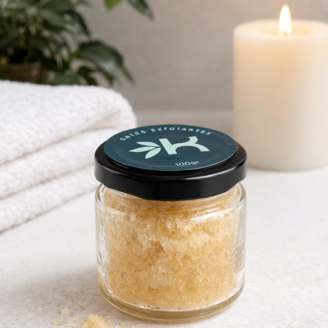 Sales de baño exfoliantes energizantes usadas en baño relajante y revitalizante